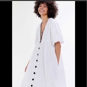 UO Cotton Eyelet Midi Dress